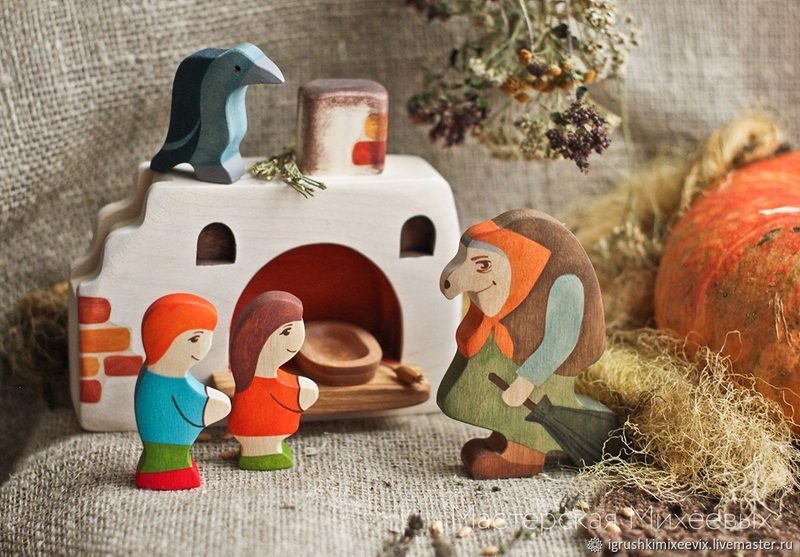 Баба Яга, деревянная игрушка, вальдорфская развивающая игрушка